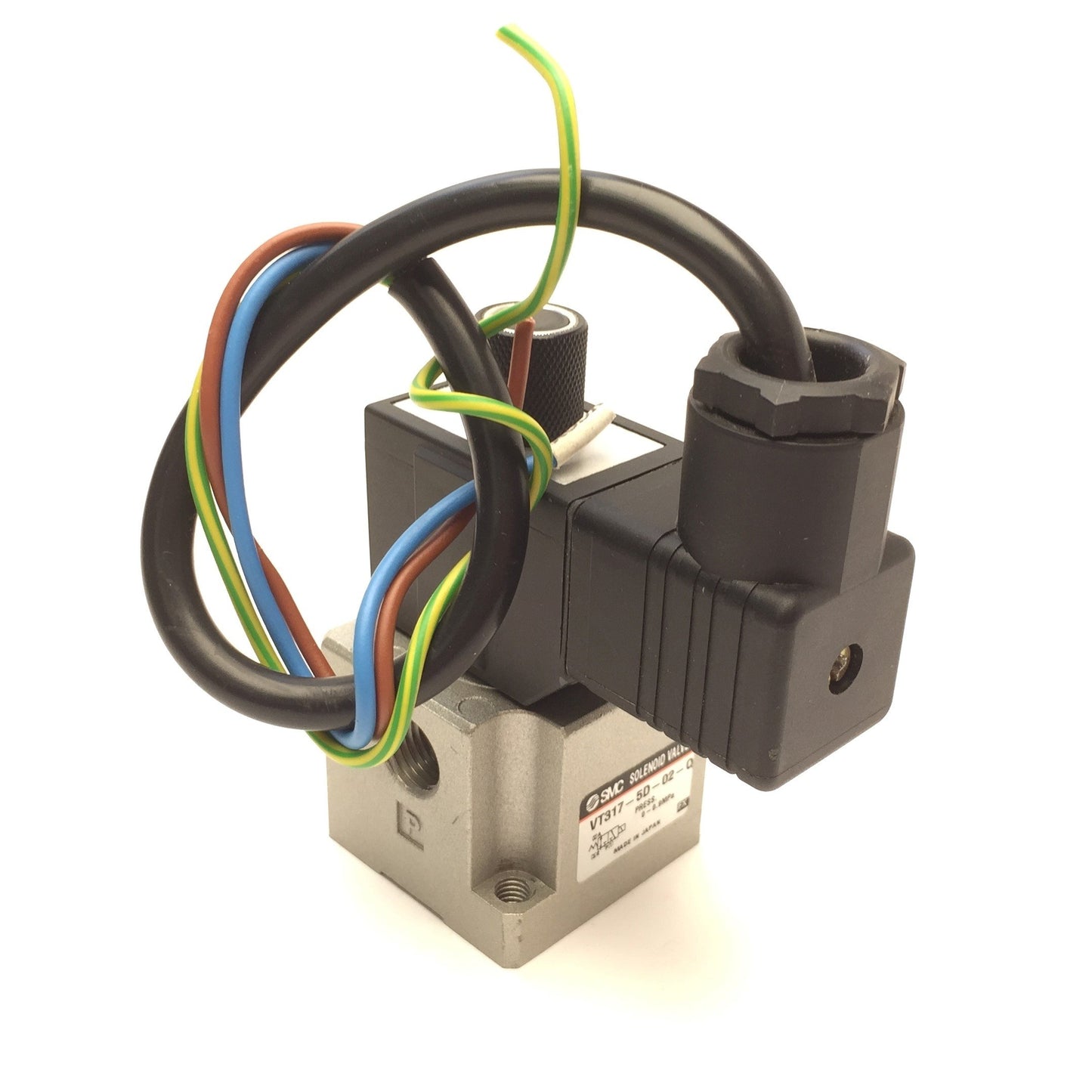 Used SMC VT317-5D-02-Q 3-Port Direct Operated Poppet Solenoid Valve, 24VDC, 1/4" NPT