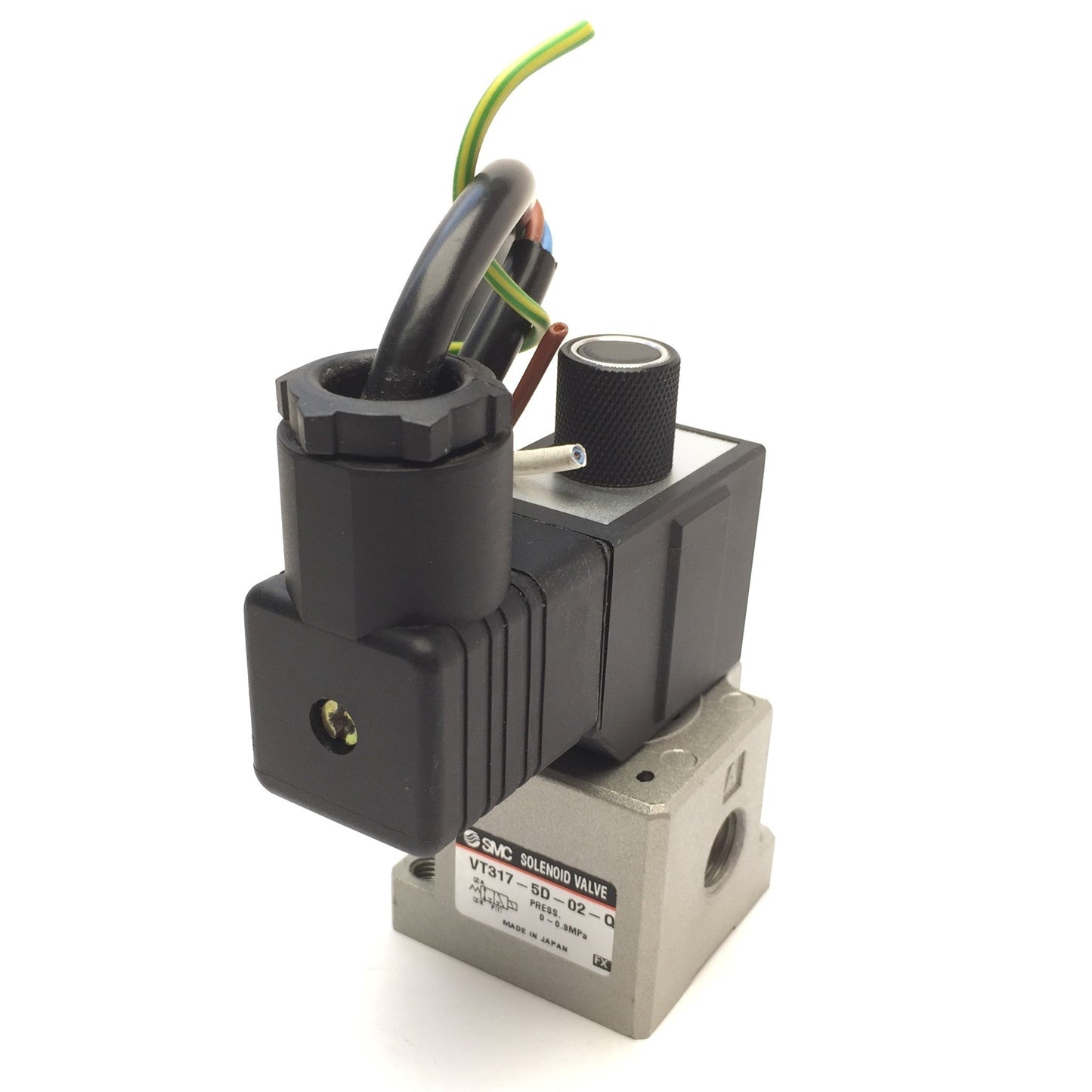 Used SMC VT317-5D-02-Q 3-Port Direct Operated Poppet Solenoid Valve, 24VDC, 1/4" NPT