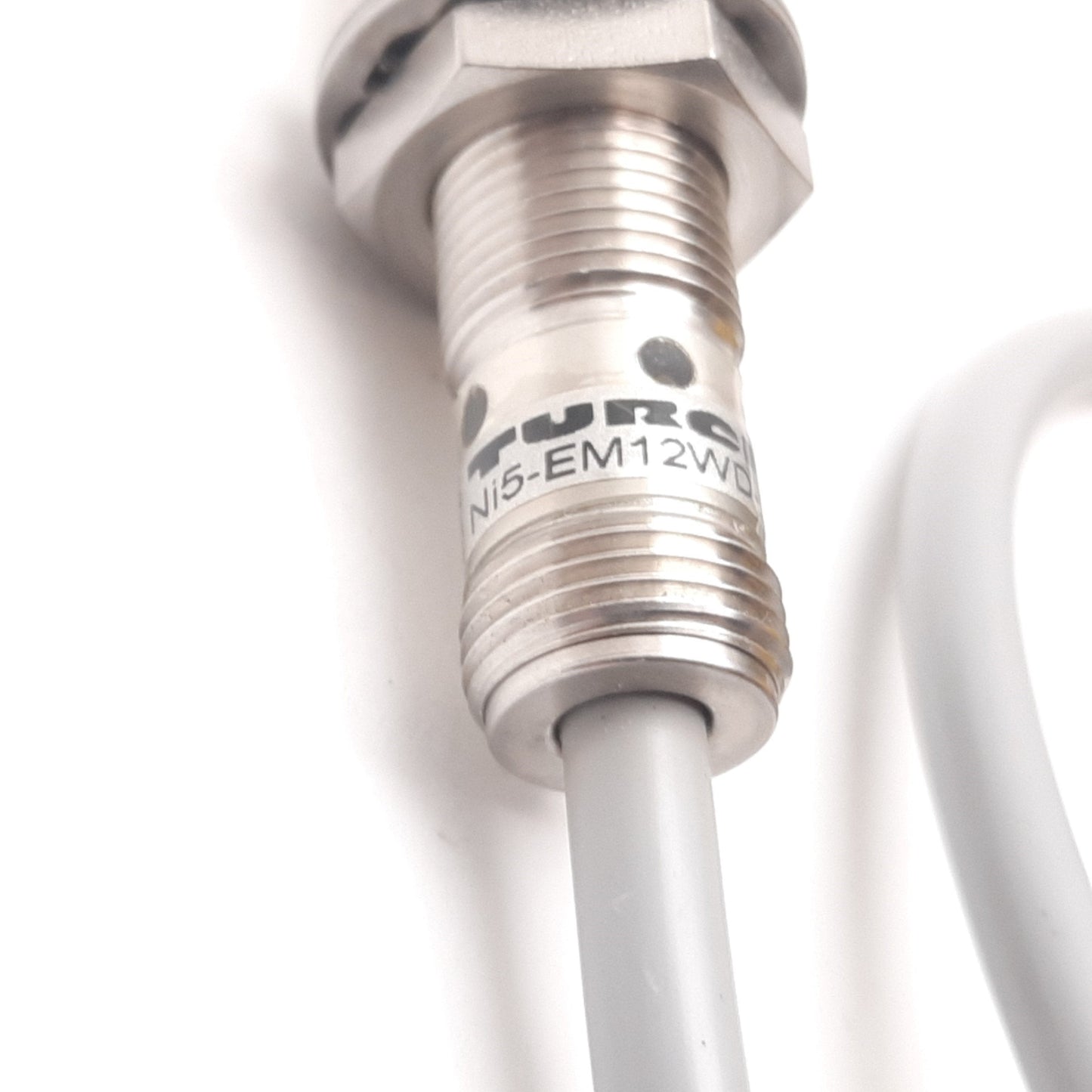 Used Turck Ni5-EM12WD-AP6X Inductive Proximity Sensor, 5mm, 10-30VDC, PNP, M12, 4-Pin