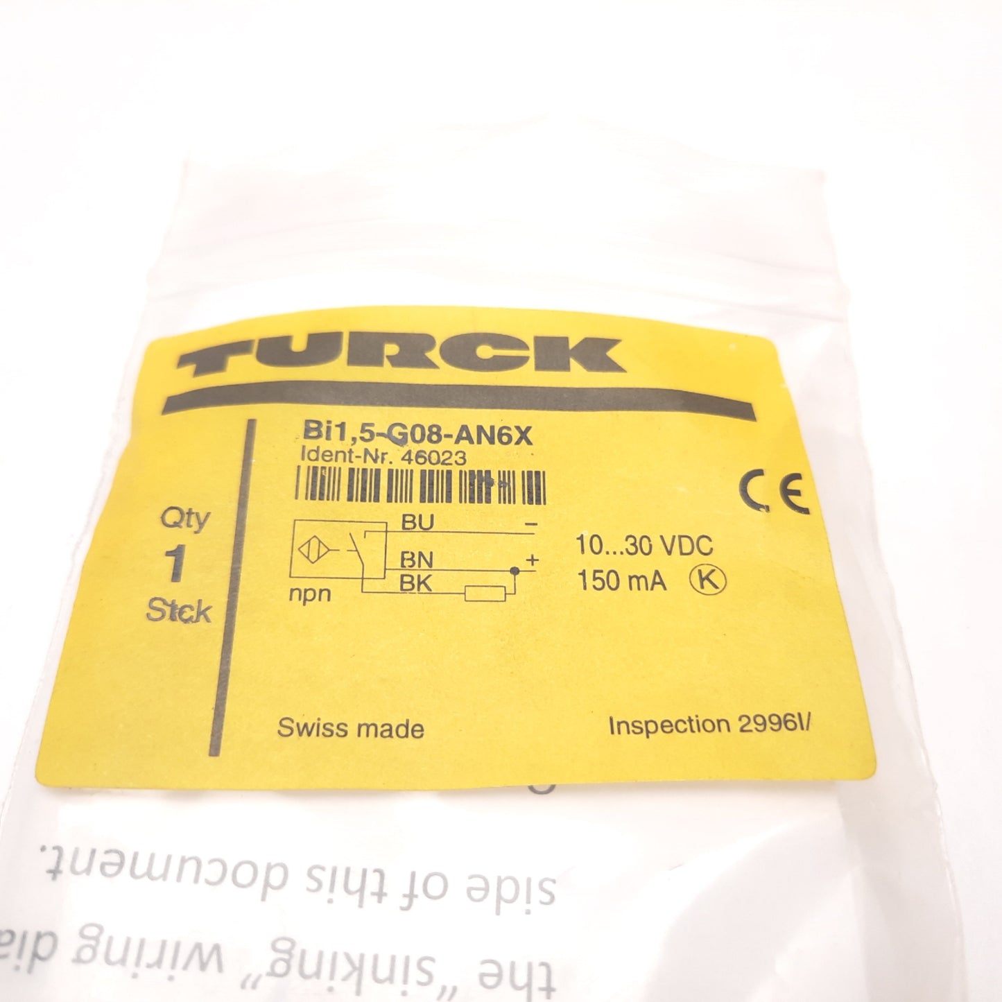 New Other Turck Bi1.5-G08-AN6X Inductive Proximity Sensor, 1.5mm, 10-30VDC, NPN N/O