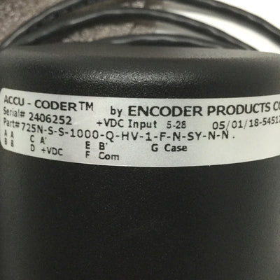 New Other Accu-Coder 725N-S-S-1000-Q-HV-1-F-N-SY-N-N Quad Incremental Shaft Encoder ?3/8"