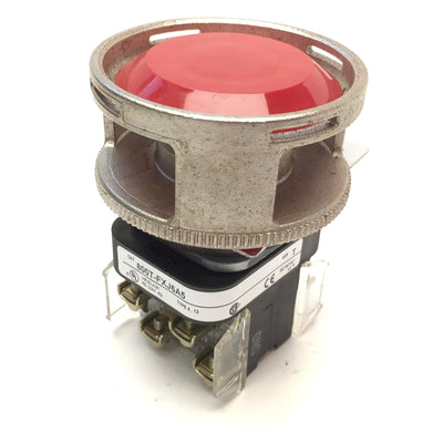 Used Allen Bradley 800T-FXJ6A5 E-Stop Button w/Guard 800T-XD4, 800T-XA4, NC 600V 10A