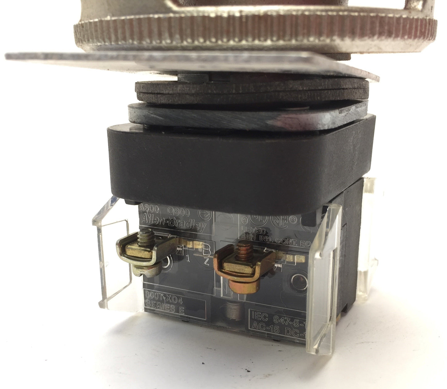 Used Allen Bradley 800T-FXJ6A5 E-Stop Button w/Guard 800T-XD4, 800T-XA4, NC 600V 10A