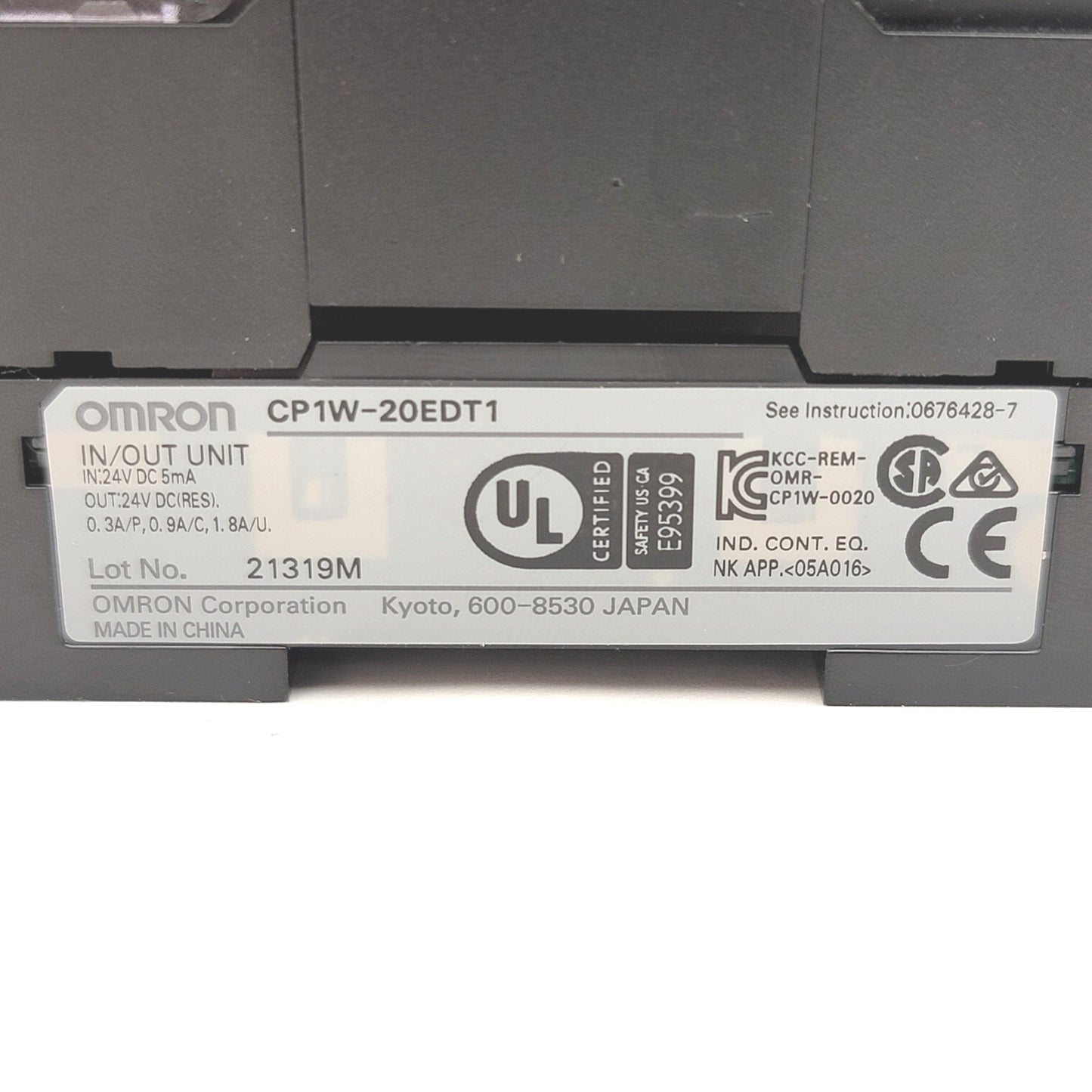 Used Omron CP1W-20EDT Digital I/O Expansion Unit 12 Inputs, 8 Outputs, NPN, 24VDC