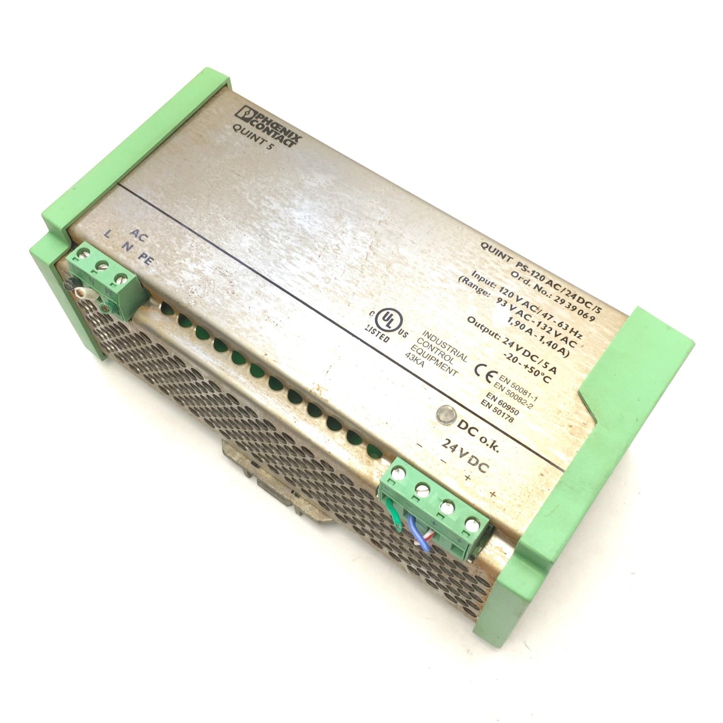 Used Phoenix Contact QUINT-PS-120AC/24DC/5 Power Supply 120VAC IN, (2x) 24VDC 5A OUT