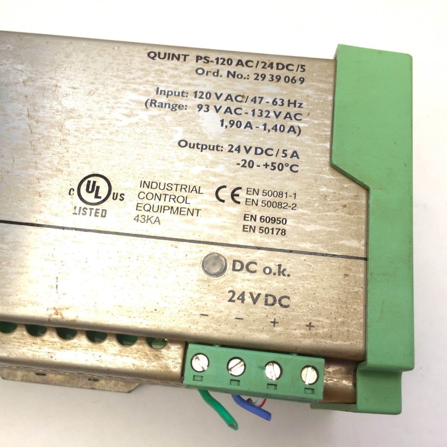 Used Phoenix Contact QUINT-PS-120AC/24DC/5 Power Supply 120VAC IN, (2x) 24VDC 5A OUT