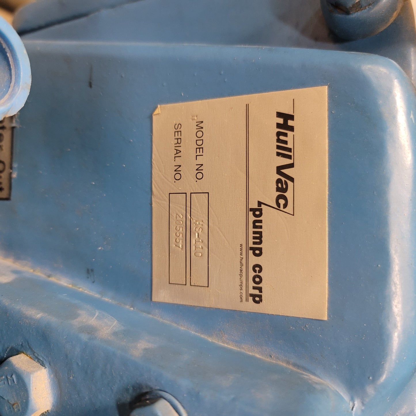 Used Hull Vac HS-110 Single-Stage Rotary Piston Vacuum Pump 110CFM 208-230/460VAC 3ph