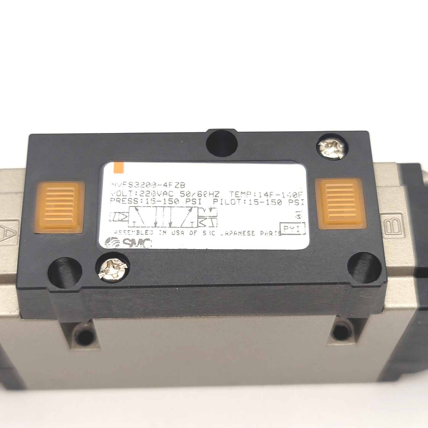 Used SMC NVFS3200-4FZB 5-Port Pilot Operated Solenoid Valve 220VAC 50/60Hz 15-150psi