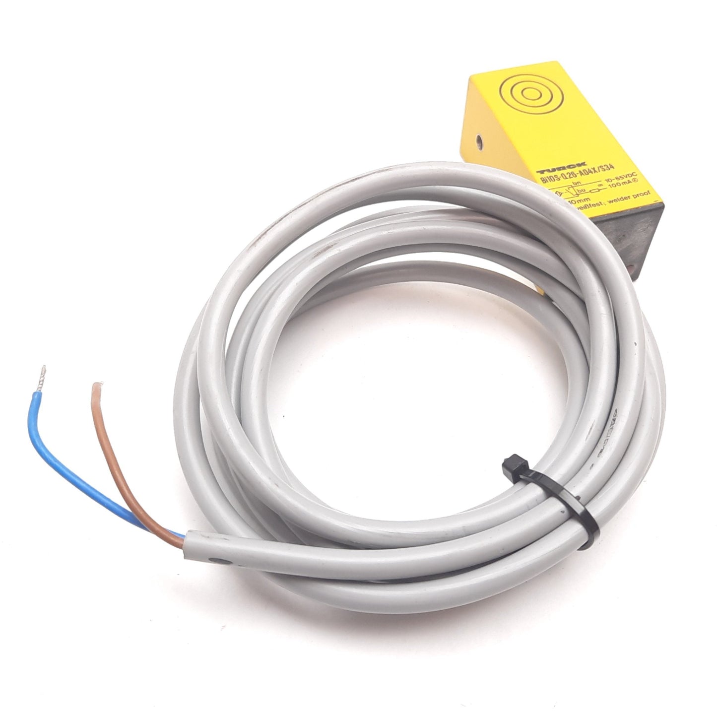 Used Turck Bi10S-Q26-AD4X/S34 Inductive Proximity Sensor, 10mm, 10-65VDC 100mA, N/O