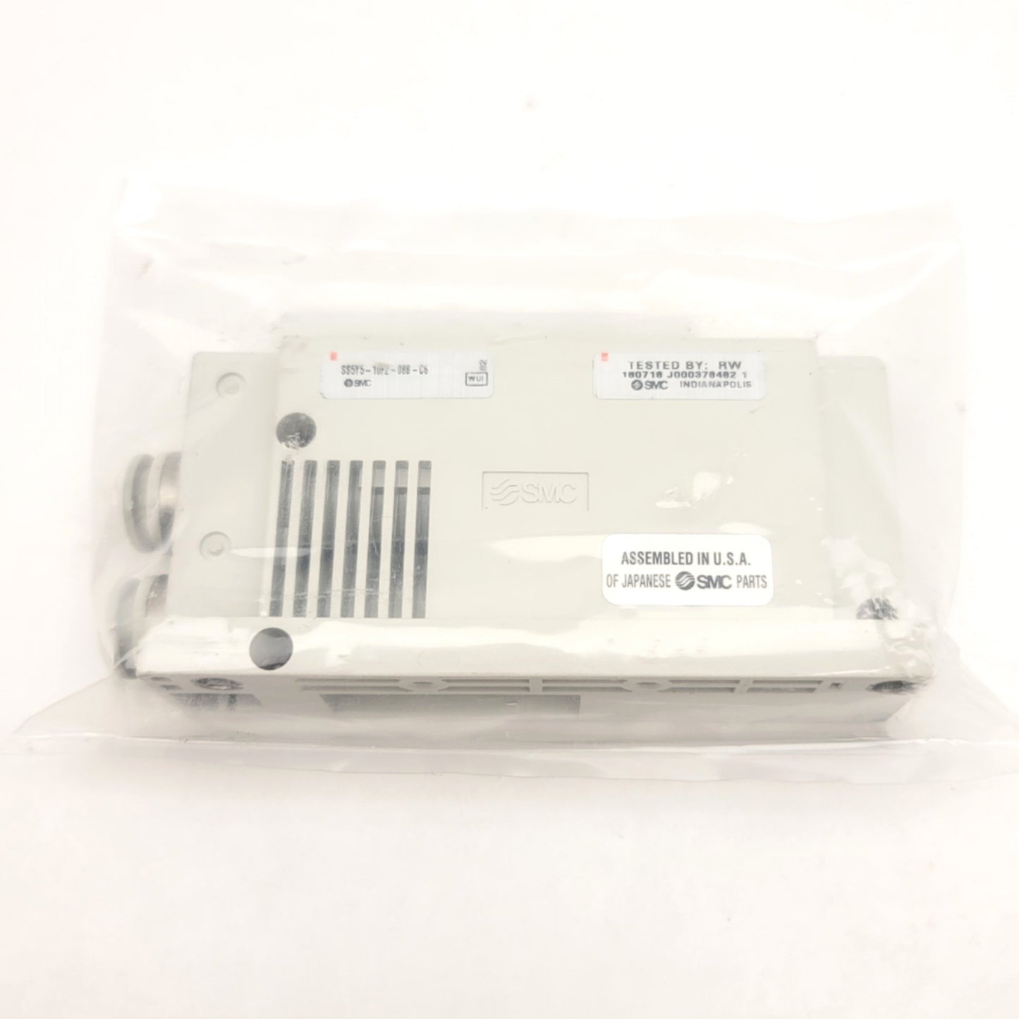 New SMC SS5Y5-10F2-08B-C6 Manifold End Plate With 10mm One Touch Fittings