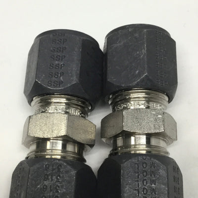 New – Open box Lot of 2 SSP AM8U SAE Flareless Union, 1/2" Tube Fitting, 316 Stainless Steel