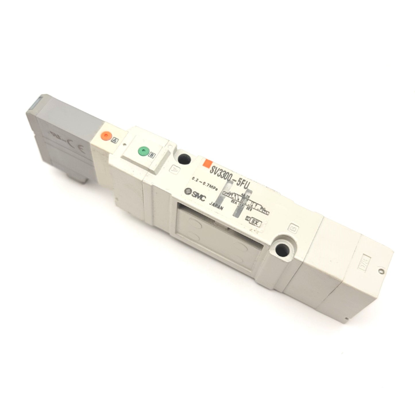 Used SMC SV3300-5FU 5-Port Solenoid Valve 3-Position Closed Center 24VDC, 0.7MPa