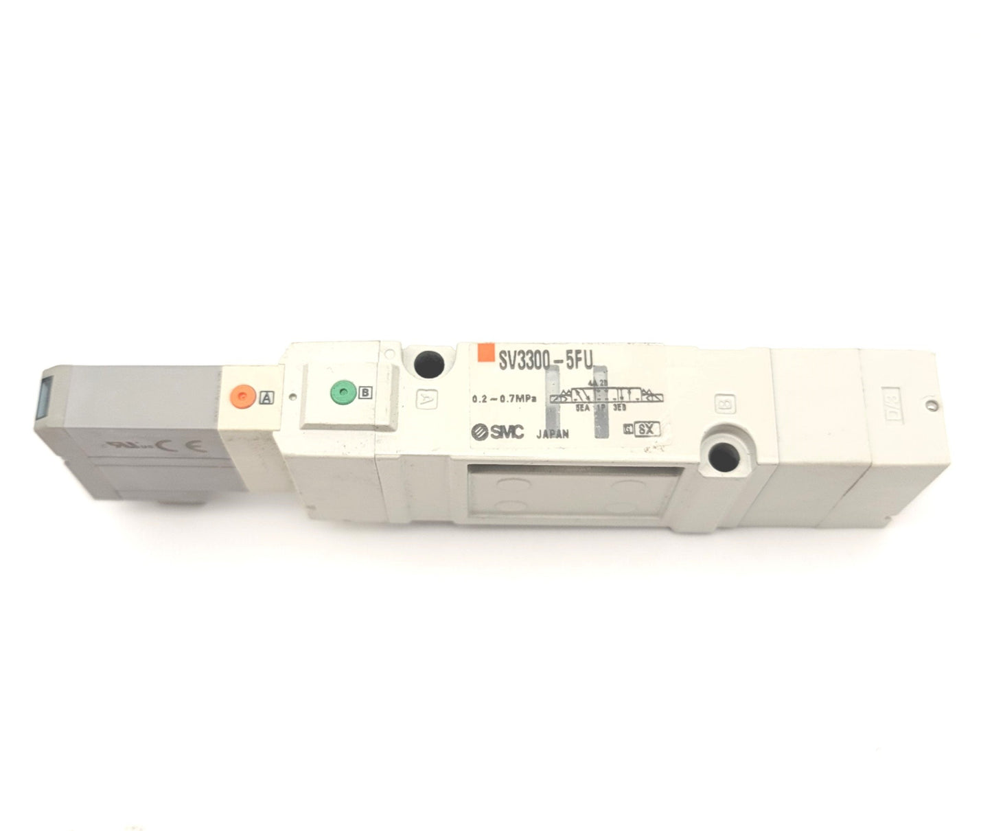 Used SMC SV3300-5FU 5-Port Solenoid Valve 3-Position Closed Center 24VDC, 0.7MPa