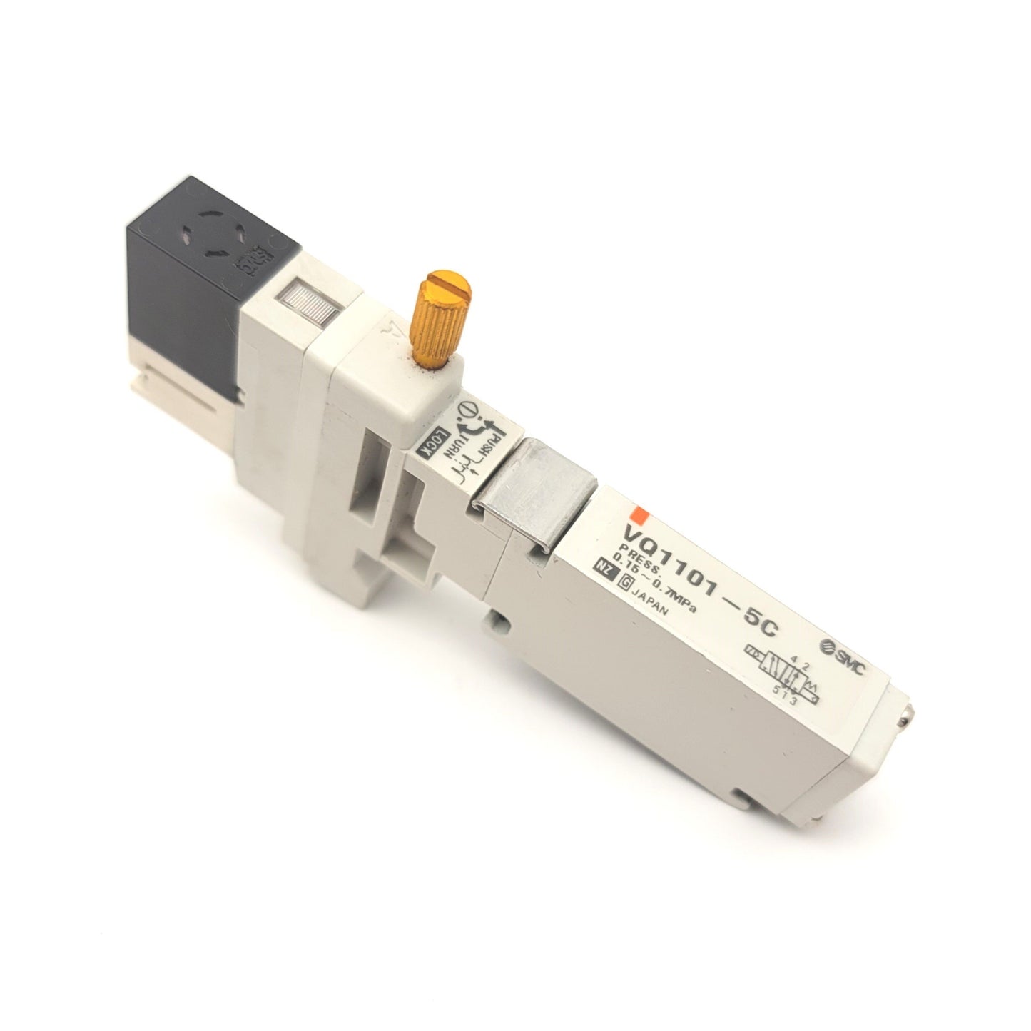 Used SMC VQ1101-5C Plug-In 2-Position Single Solenoid Valve, 24VDC, 0.16-0.7MPa