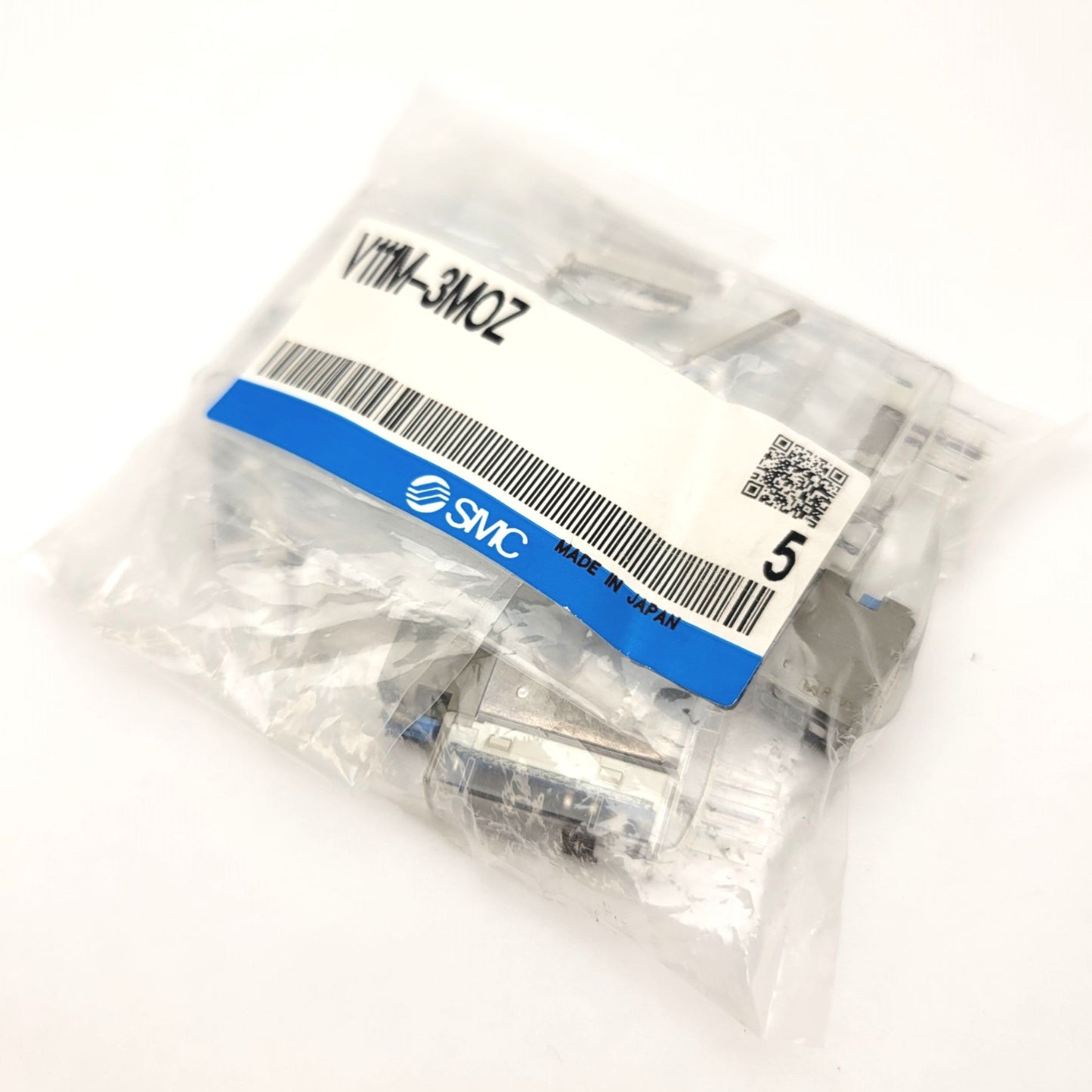 New Lot Of 5 SMC V111M-3MOZ 3-Port Solenoid Valve Assemblies, 110VAC Coil