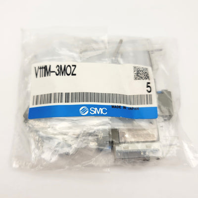 New Lot Of 5 SMC V111M-3MOZ 3-Port Solenoid Valve Assemblies, 110VAC Coil