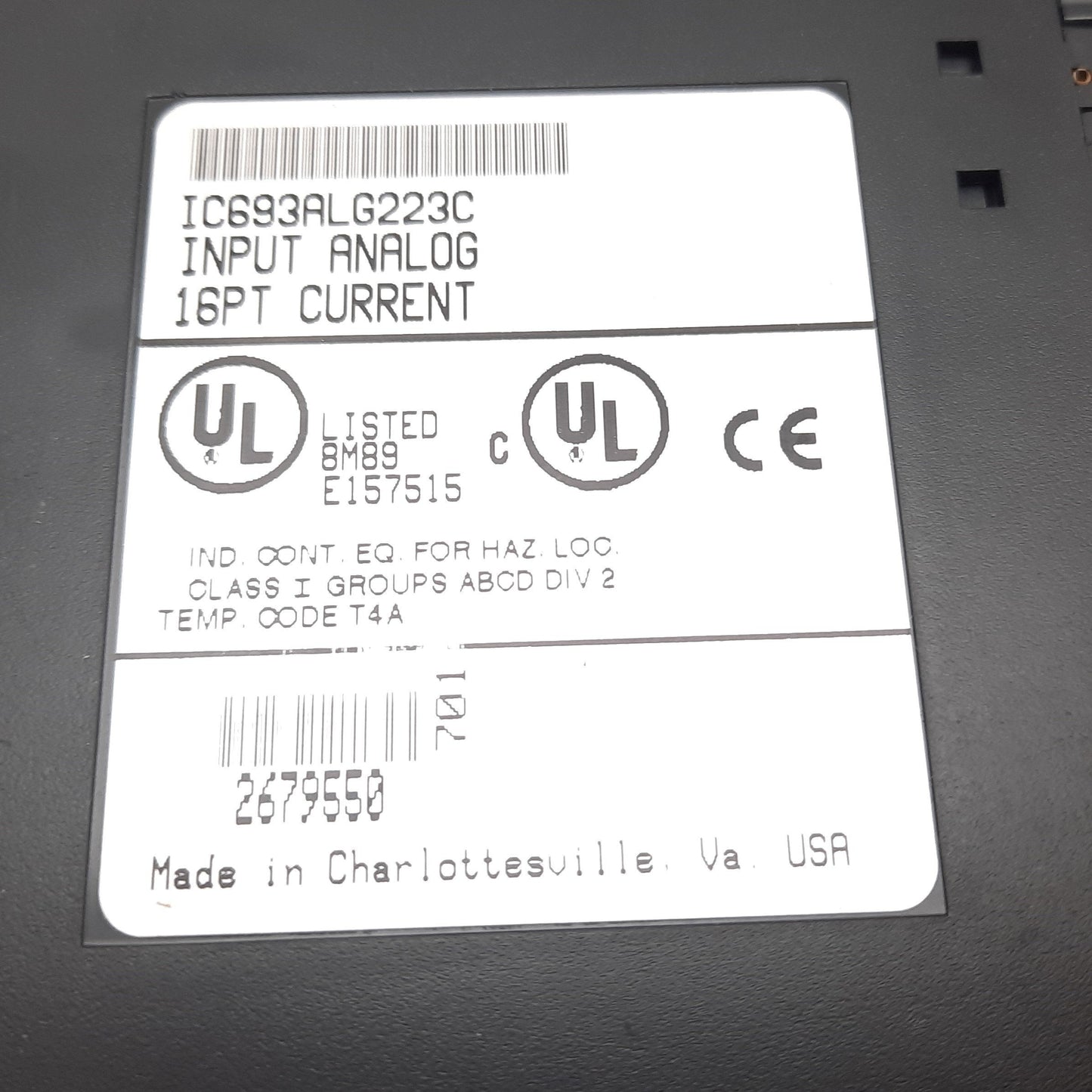 Used GE Fanuc IC693ALG223C PLC Analog Current Input Module, 16-Point, 4-20mA