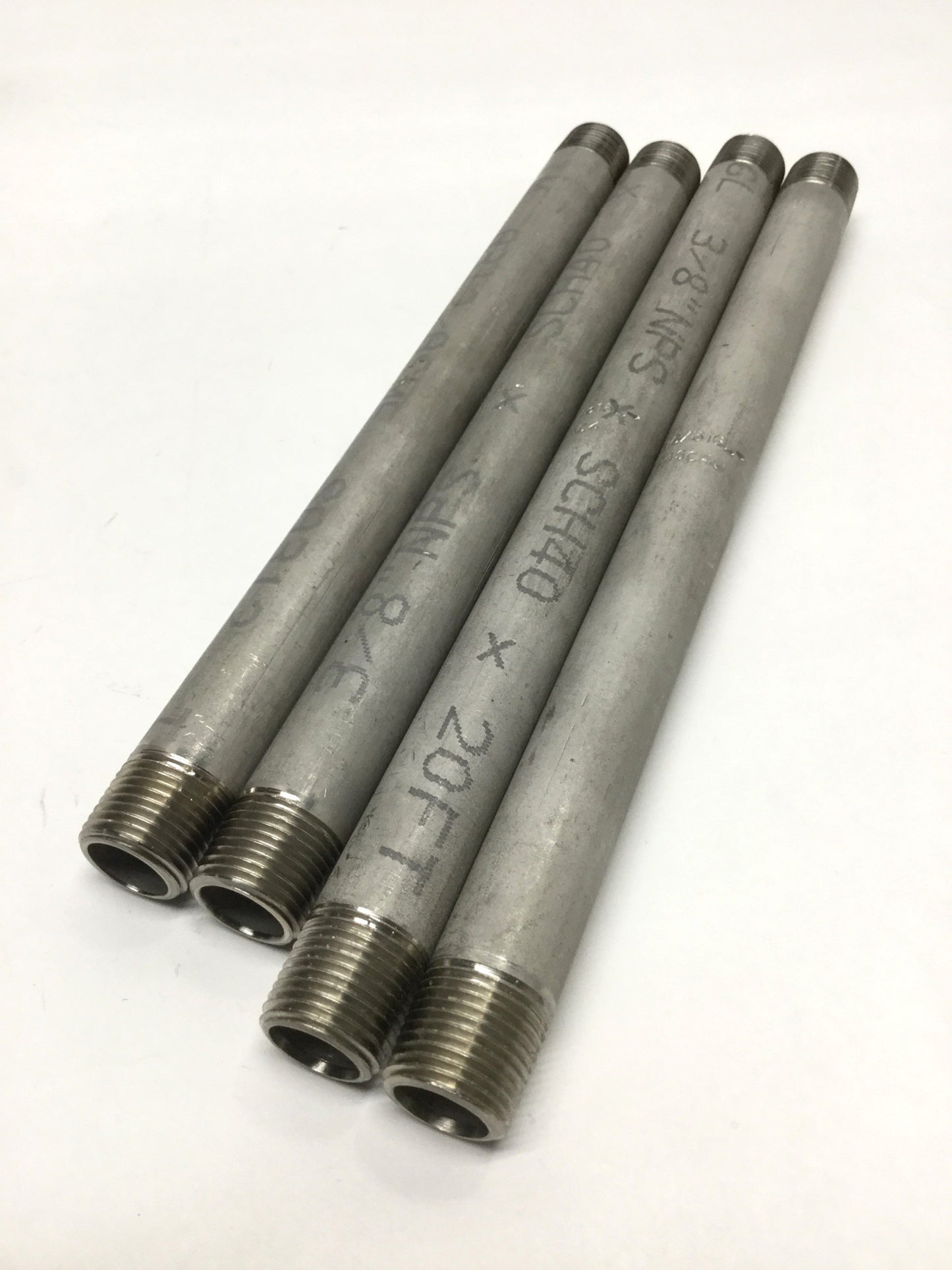 New – Open box Lot of 4 Merit Brass 3/8" NPT 316/316L Stainless Pipe Nipple SCH 40, 2x 8" 2x 9"