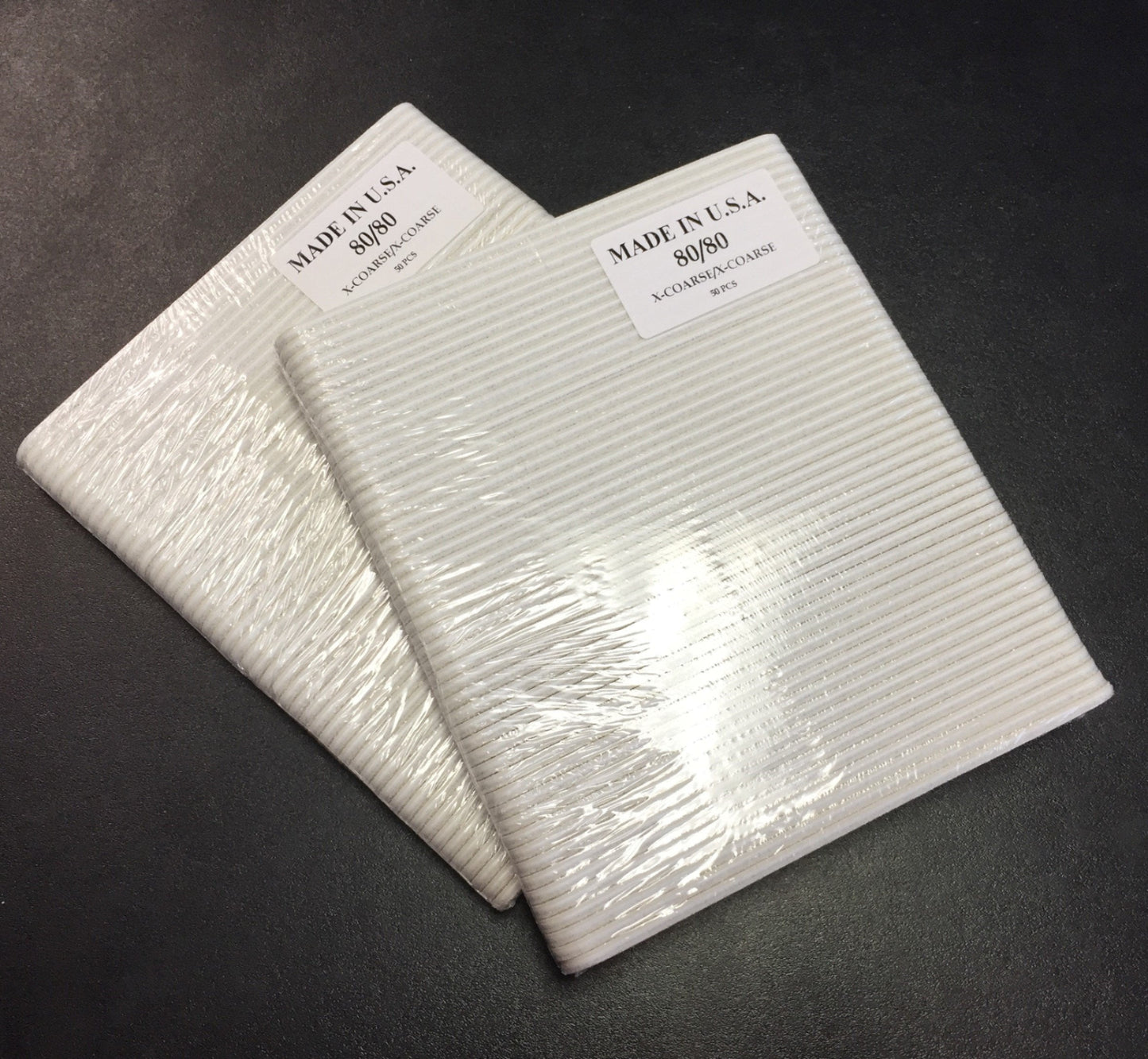 New Lot of 100 White 80/80 X-Coarse Washable Serrated Cushion Nail Files #22316, USA