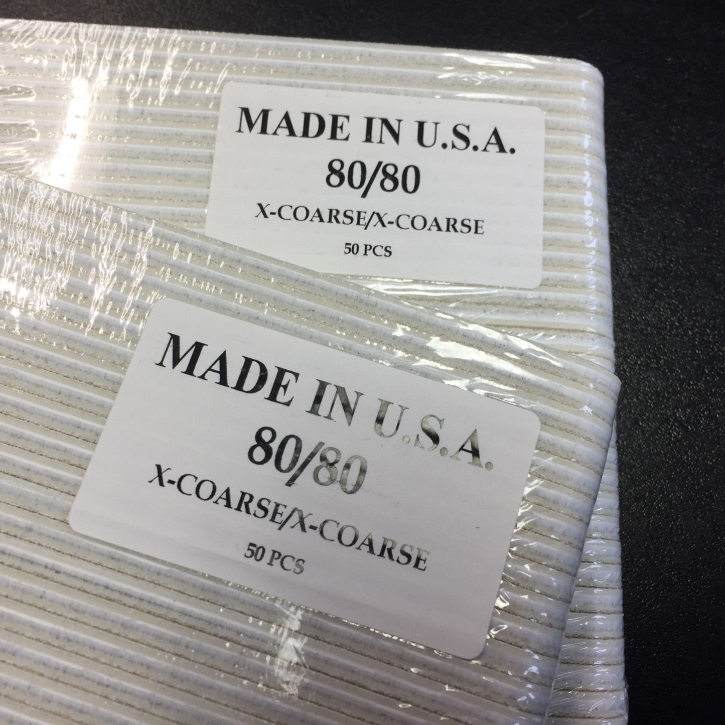 New Lot of 100 White 80/80 X-Coarse Washable Serrated Cushion Nail Files #22316, USA