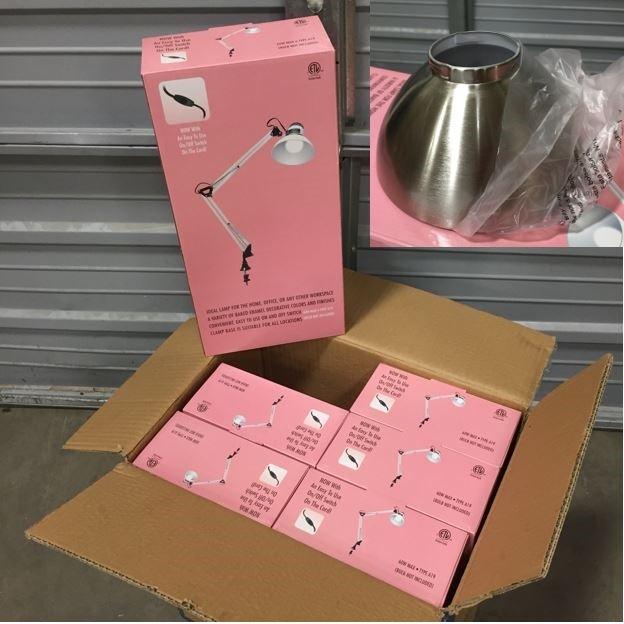 New LMP-S Silver Brushed Metal Home Office Salon Clamp Base Table Lamps 60W