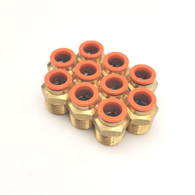 New – Open box Lot Of 10 SMC KQ2H11-36A Straight Male One-Touch Fittings 3/8" Tube To 3/8"NPT