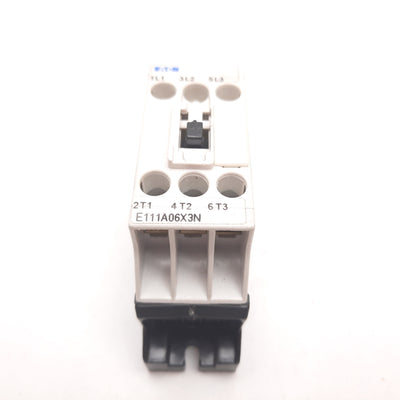 Used Eaton Cutler Hammer E111A06X3N Motor Control Contactor 6A 600VAC, *Bad Aux Mount