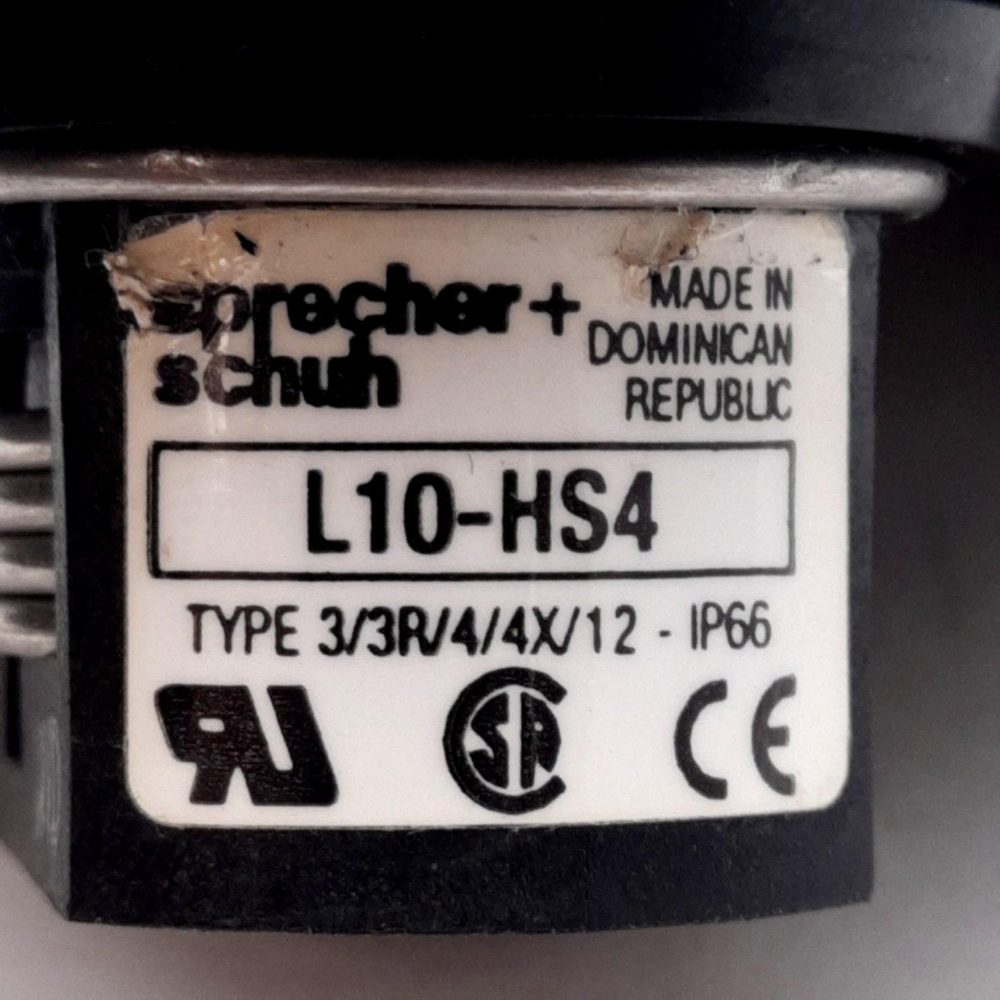 Used Sprecher Schuh L10-HS4 Disconnect Switch Operator Handle, Size: 3" x 3", 90°