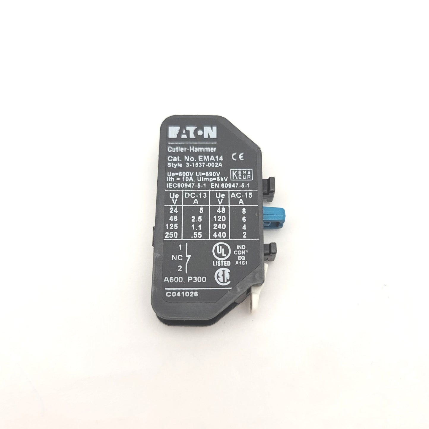 New Eaton Cutler Hammer EMA14 Auxiliary Contact Block, Normally Closed NC 600V 10A