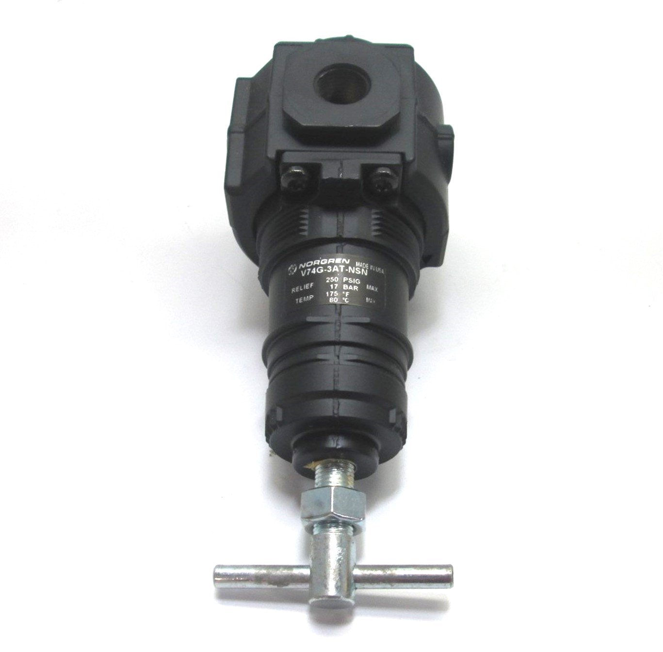 New Norgren V74G-3AT-NSN Pressure Relief Valve Regulator x2 1/4" x2 3/8" NPT 250PSIG