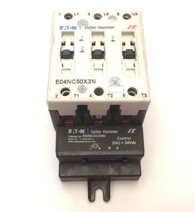 Used Eaton Cutler Hammer E04NC50X3N Contact Block E02NCXCXNN 600VAC 50A, 24VDC Coil