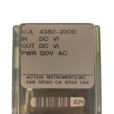 Used Action Pak 4380-2000 DC Signal Isolator 0-100V/0-100mA to 0-10VDC/0-20mA 120VAC