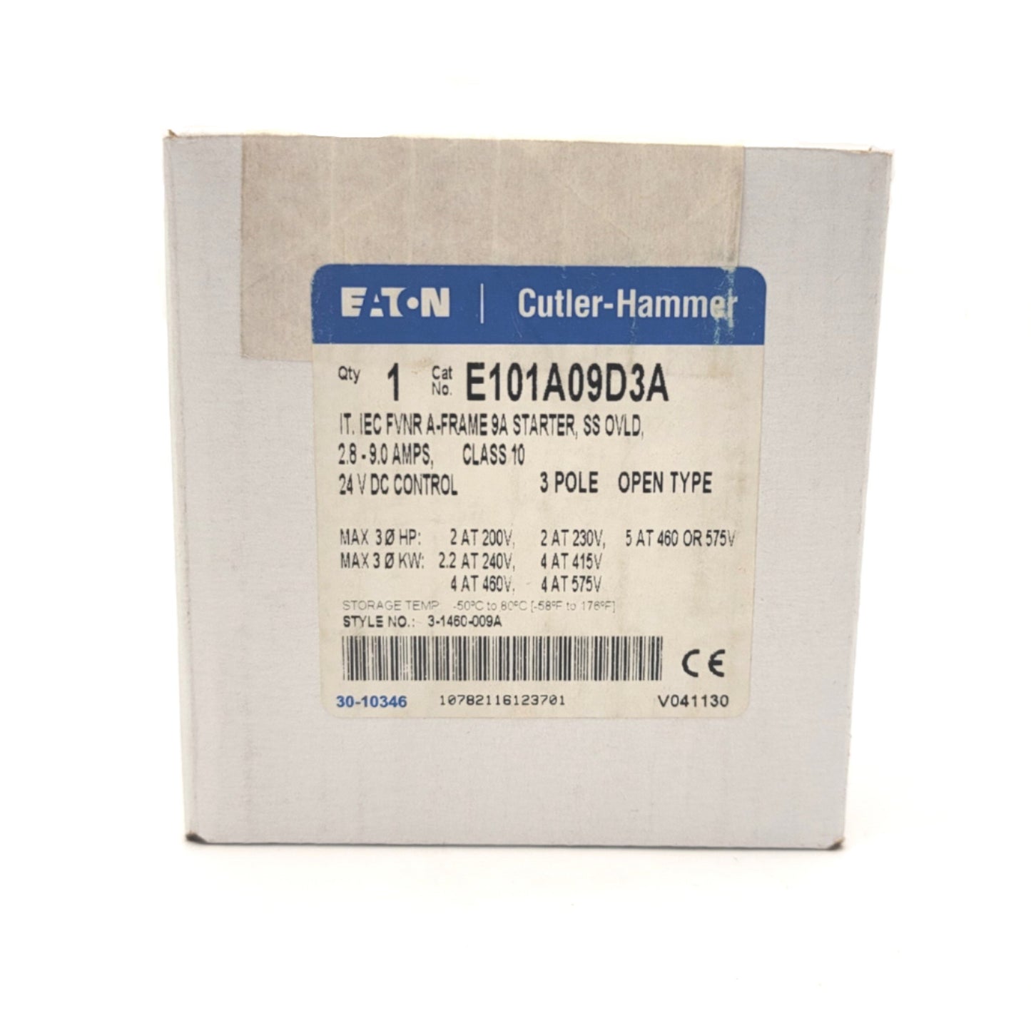 New Eaton E101A09D3A Non-Reversing Starter W/Overload Protection 3-Pole 9A 4kW 575V