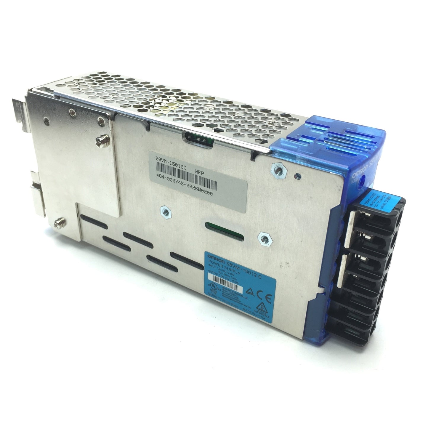 Used Omron S8VM-15012 C Power Supply Input: 100-240VAC 2A, Output: 12VDC 12.5A