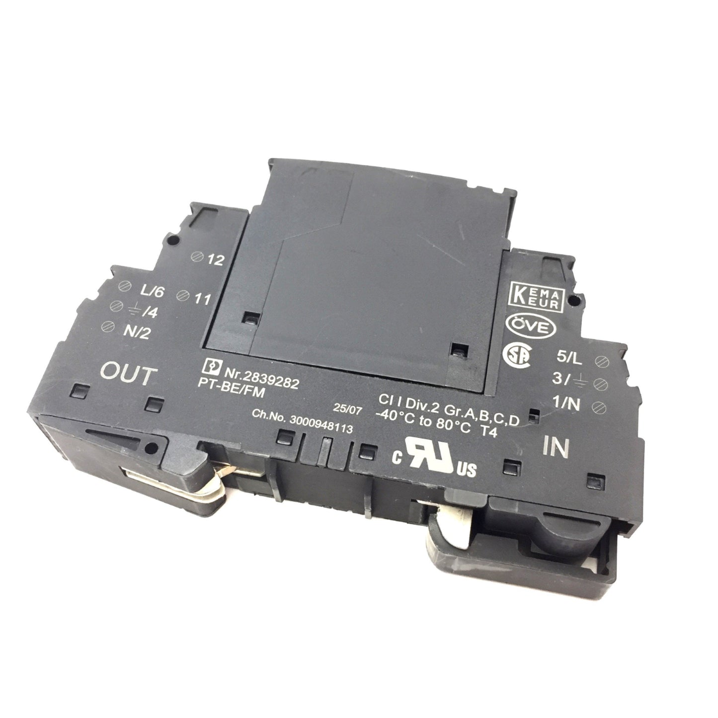 Used Phoenix Contact PT2-PE/S 230AC-ST Plugtrab Surge Protector w/Socket 253VAC, 26A
