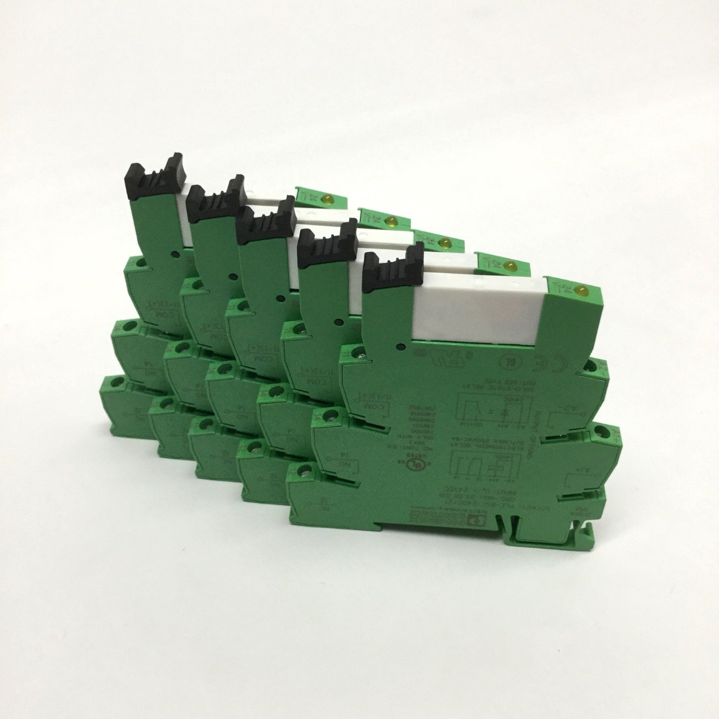 Used Lot of 5 Phoenix PLC-BSC-24DC/21 Terminal Sockets w/SPDT 6A Relay 2961105 24VDC