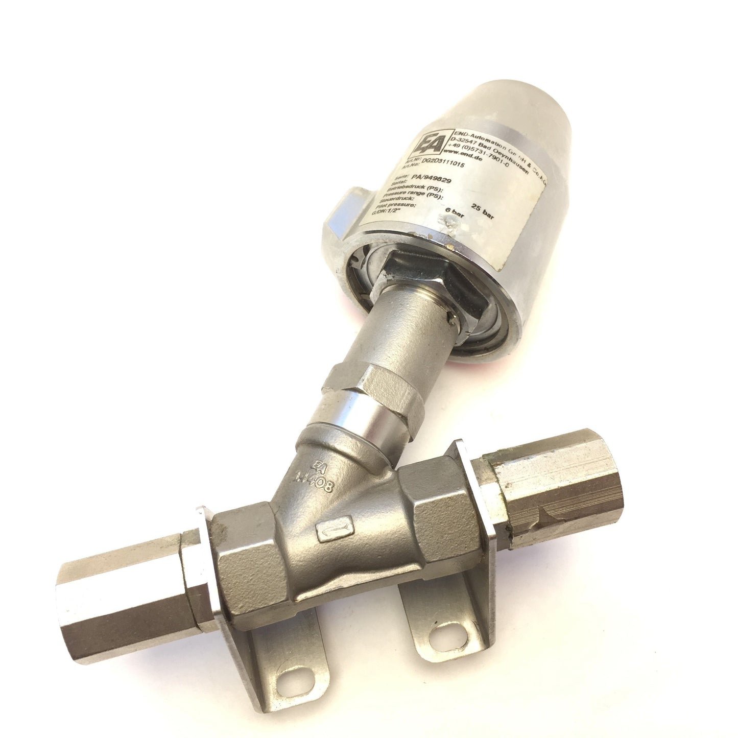 Used End Automation DG2D3111015 Stainless Steel Pressure Valve, G1/2" Thread, 25 bar