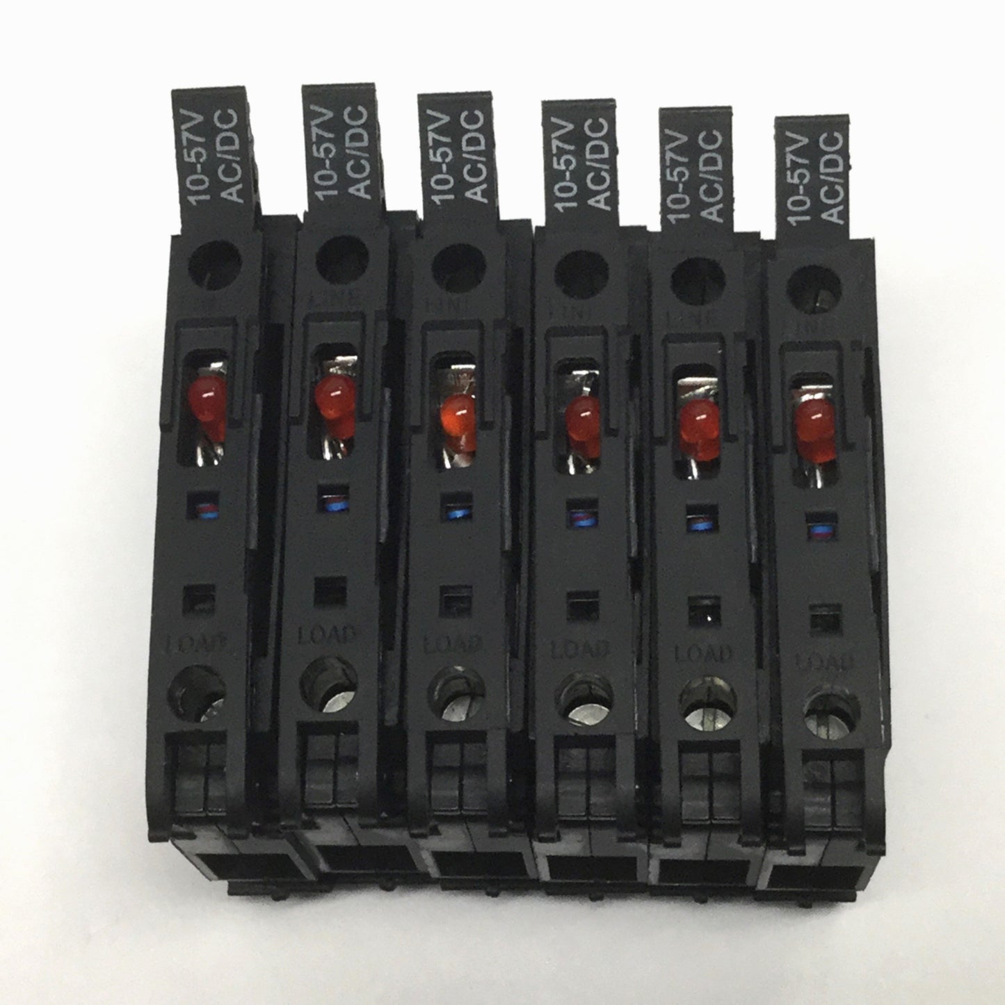 Used Lot of 6 Allen Bradley 1492-WFB424 Fuse Terminal Blocks 10-57V 15A 5x20mm w/LED
