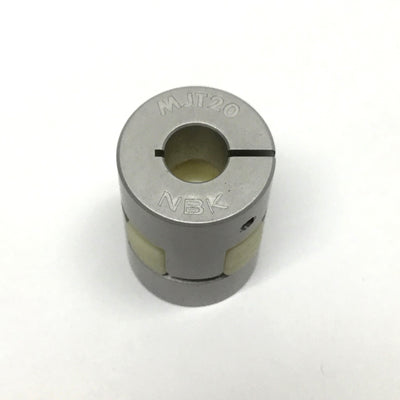 Used NBK MJT-20C-WH-5-8 Flexible Shaft Coupling Clamping Jaw Type 5mm x 8mm Bores