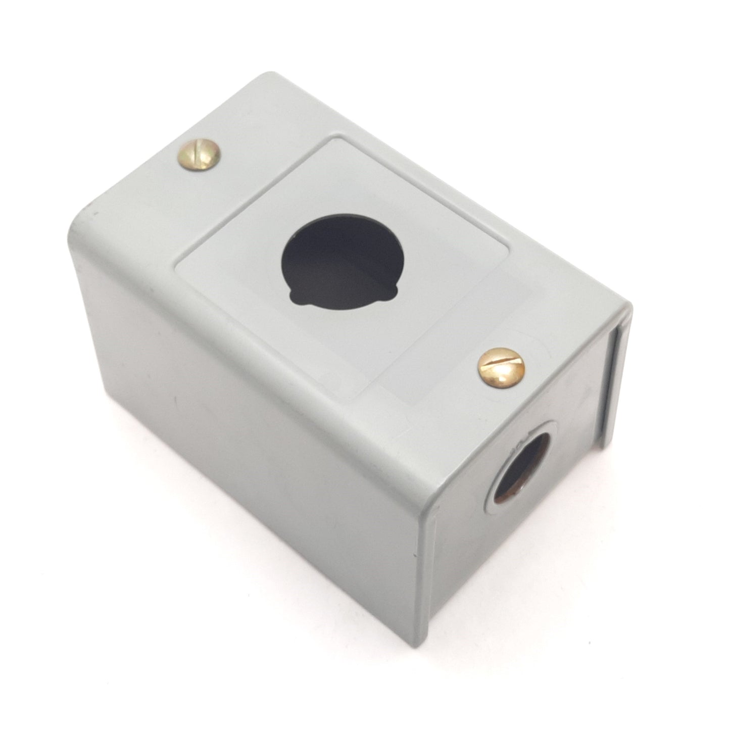 Used Allen Bradley 800H-1HZ Pushbutton E-Stop Enclosure, Gray, 30mm, Steel, *Holes*