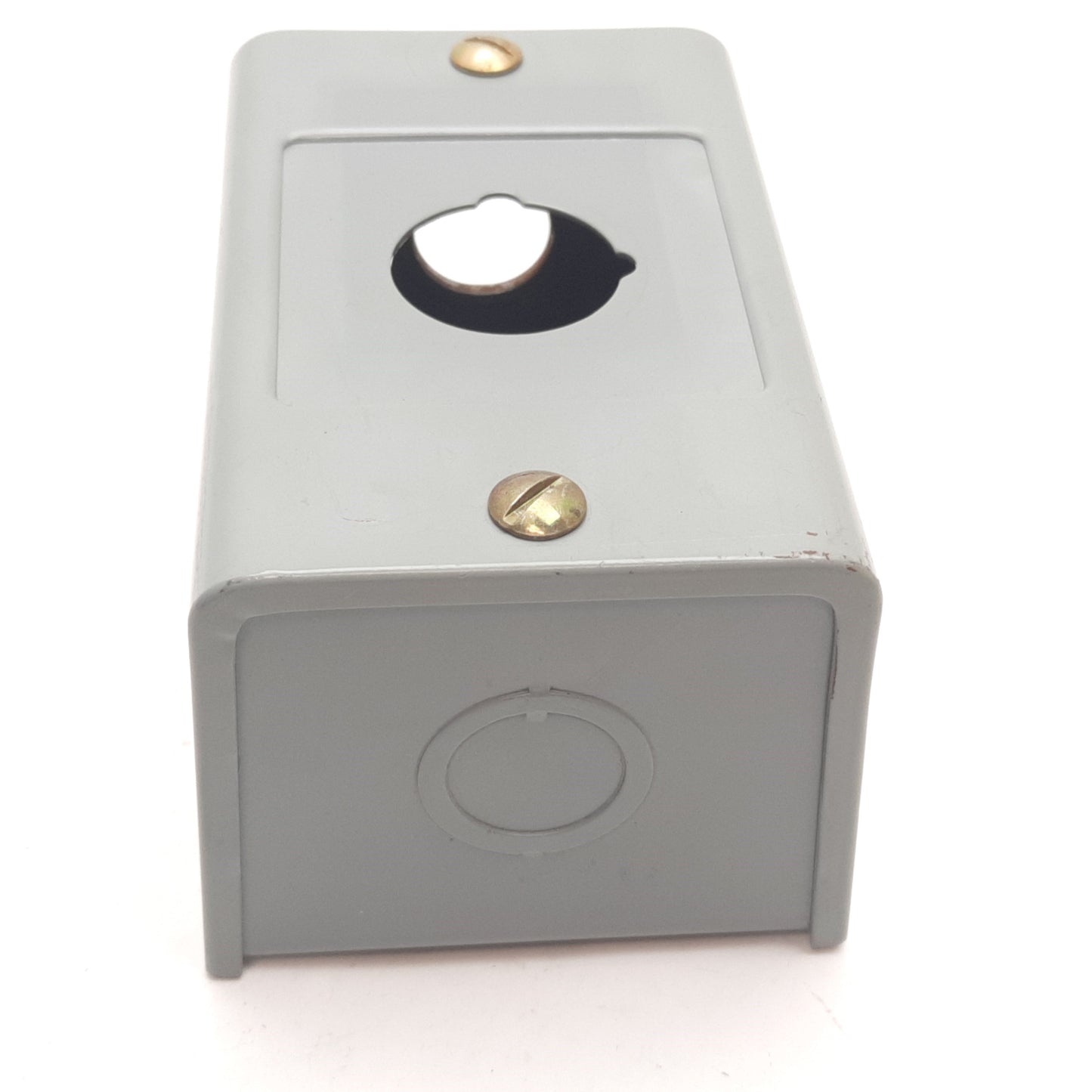 Used Allen Bradley 800H-1HZ Pushbutton E-Stop Enclosure, Gray, 30mm, Steel, *Holes*