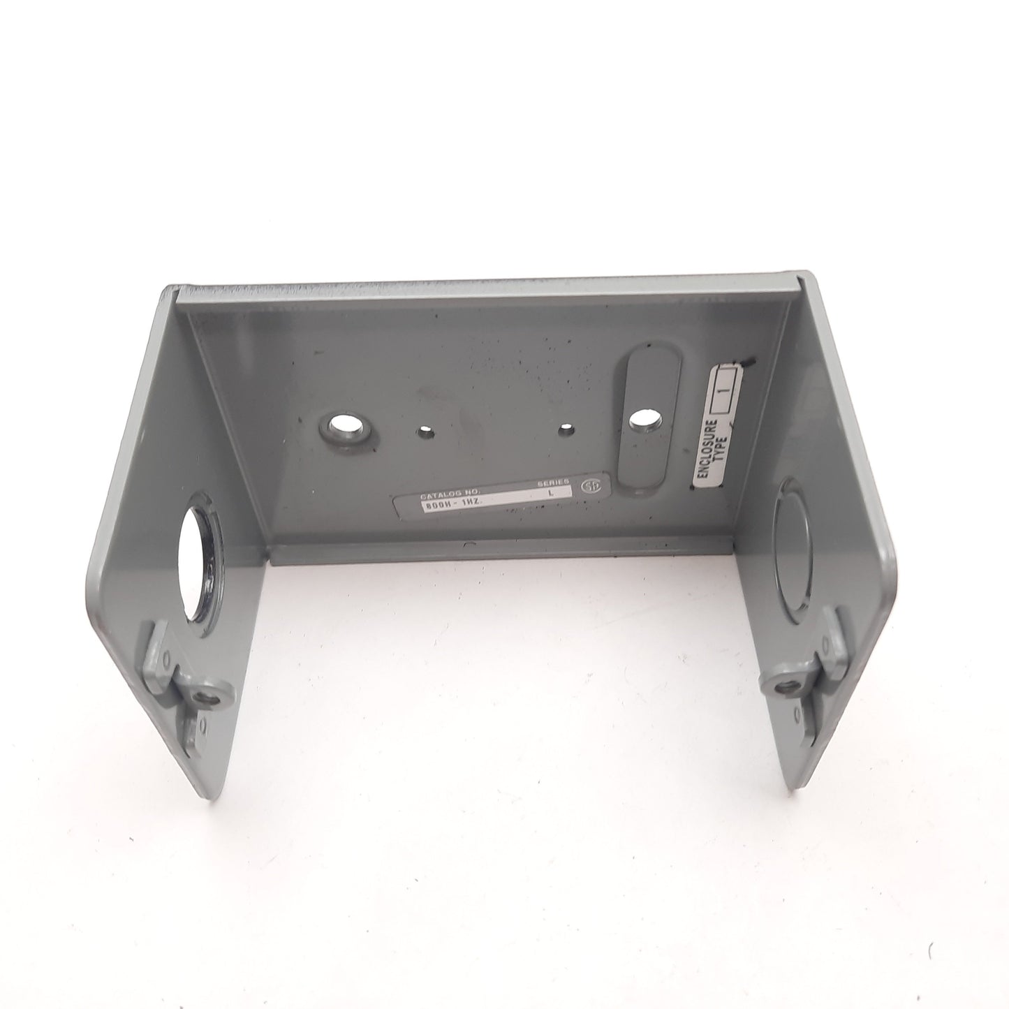 Used Allen Bradley 800H-1HZ Pushbutton E-Stop Enclosure, Black, 30mm, Steel, *Holes*