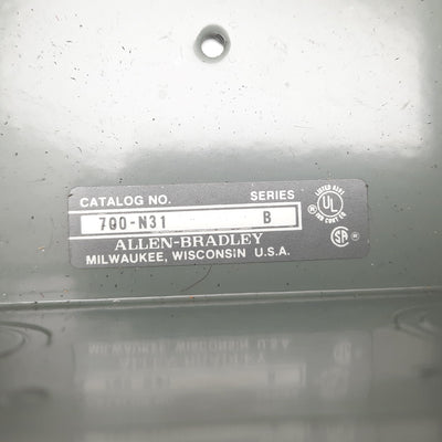 Used Allen Bradley 700-N31 Relay Enclosure, Gray, Steel, 6.75" x 4.75" x 6.75" *Holes
