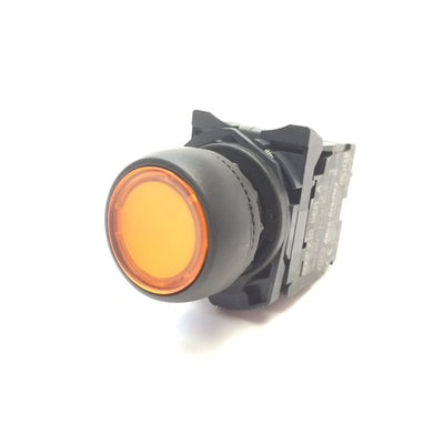 Used Allen Bradley 800FP-LF0 Momentary LED Illuminated Flush Amber Pushbutton NO 22mm
