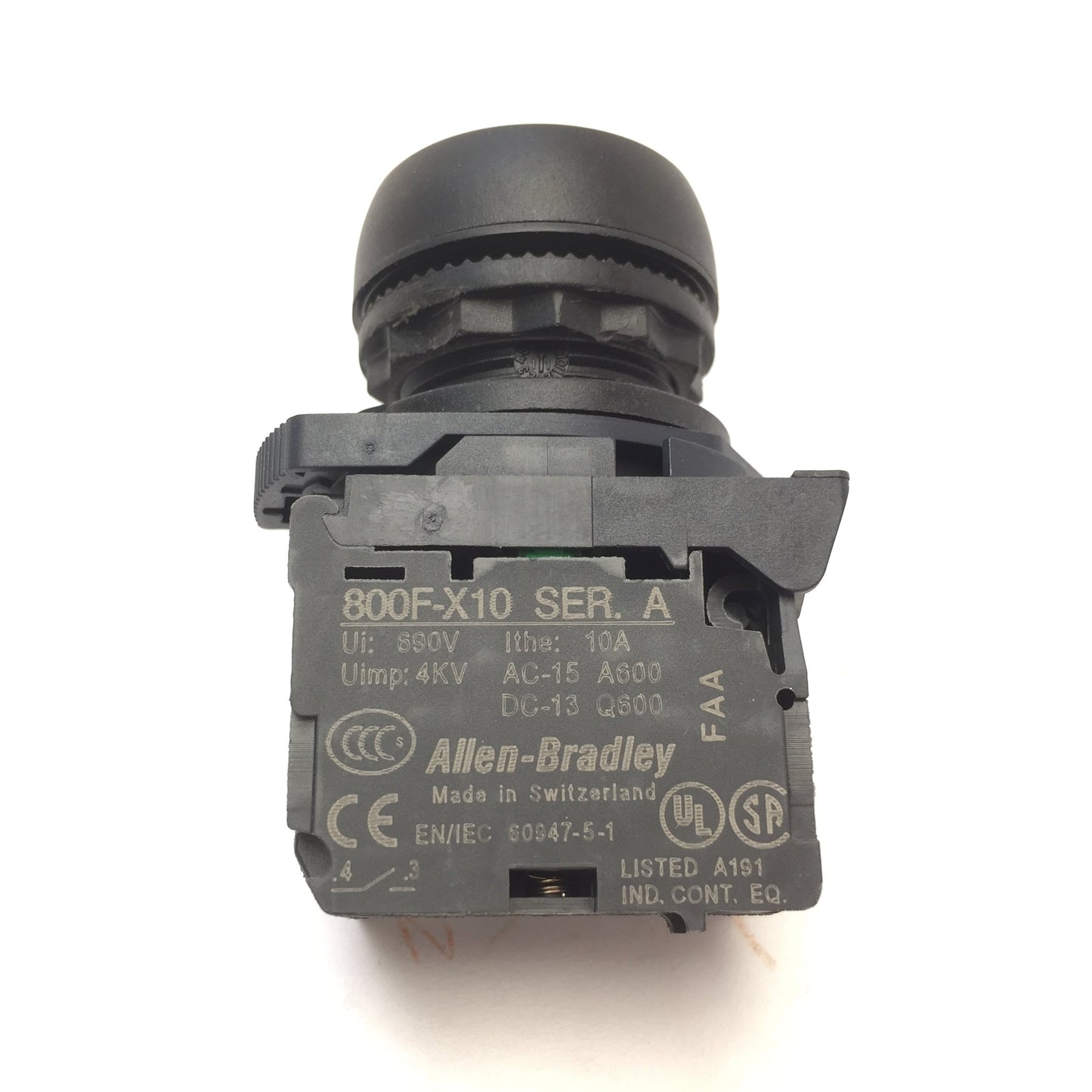 Used Allen Bradley 800FP-LF0 Momentary LED Illuminated Flush Amber Pushbutton NO 22mm