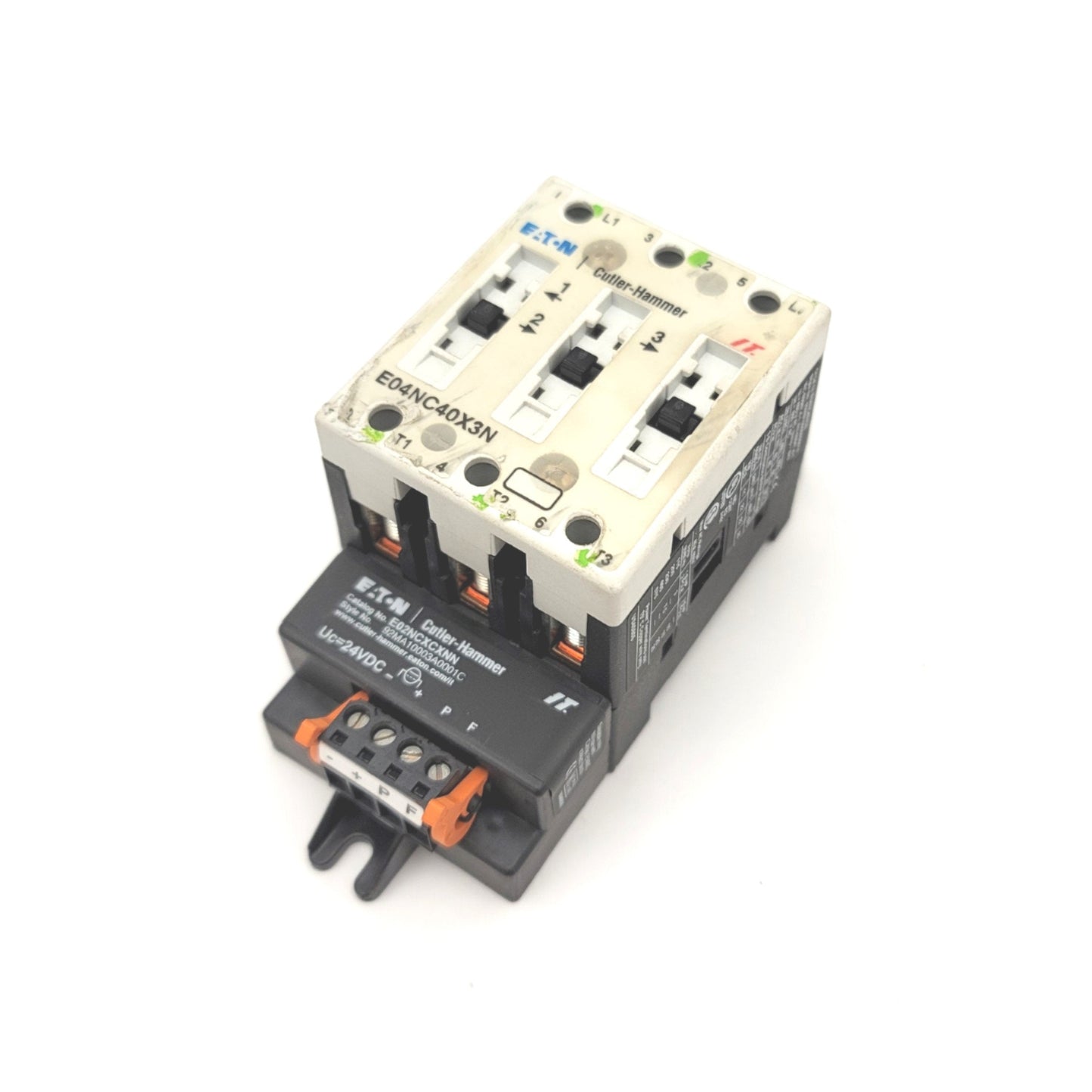 Used Eaton Cutler Hammer E04NC40X3N Motor Control Contact Block 3-Pole 40A 24VDC Coil