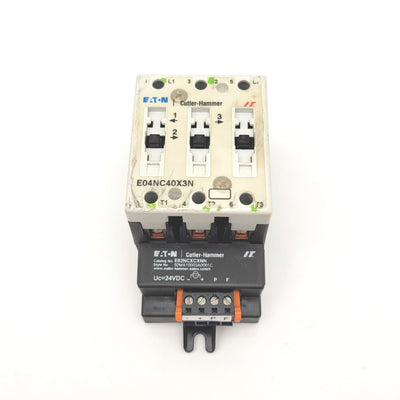 Used Eaton Cutler Hammer E04NC40X3N Motor Control Contact Block 3-Pole 40A 24VDC Coil