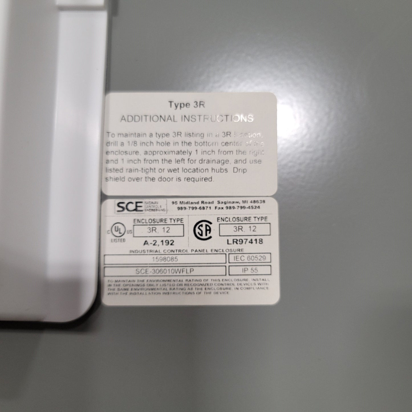 New Saginaw Controls SCE-306010WFLP Wall Mount Two-Door Enclosure 30" x 60" x 10"