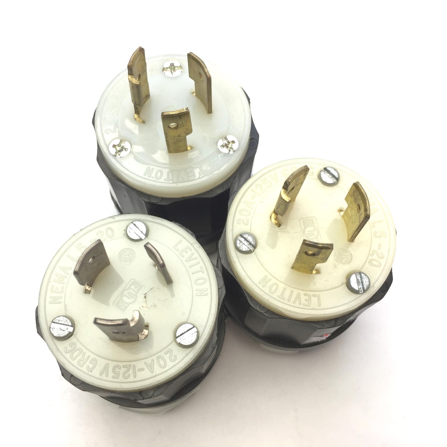 Used Lot of 3 Leviton 2311 Industrial Twist-Lock Male Plug 2P 3W 20A 125V NEMA L5-20P
