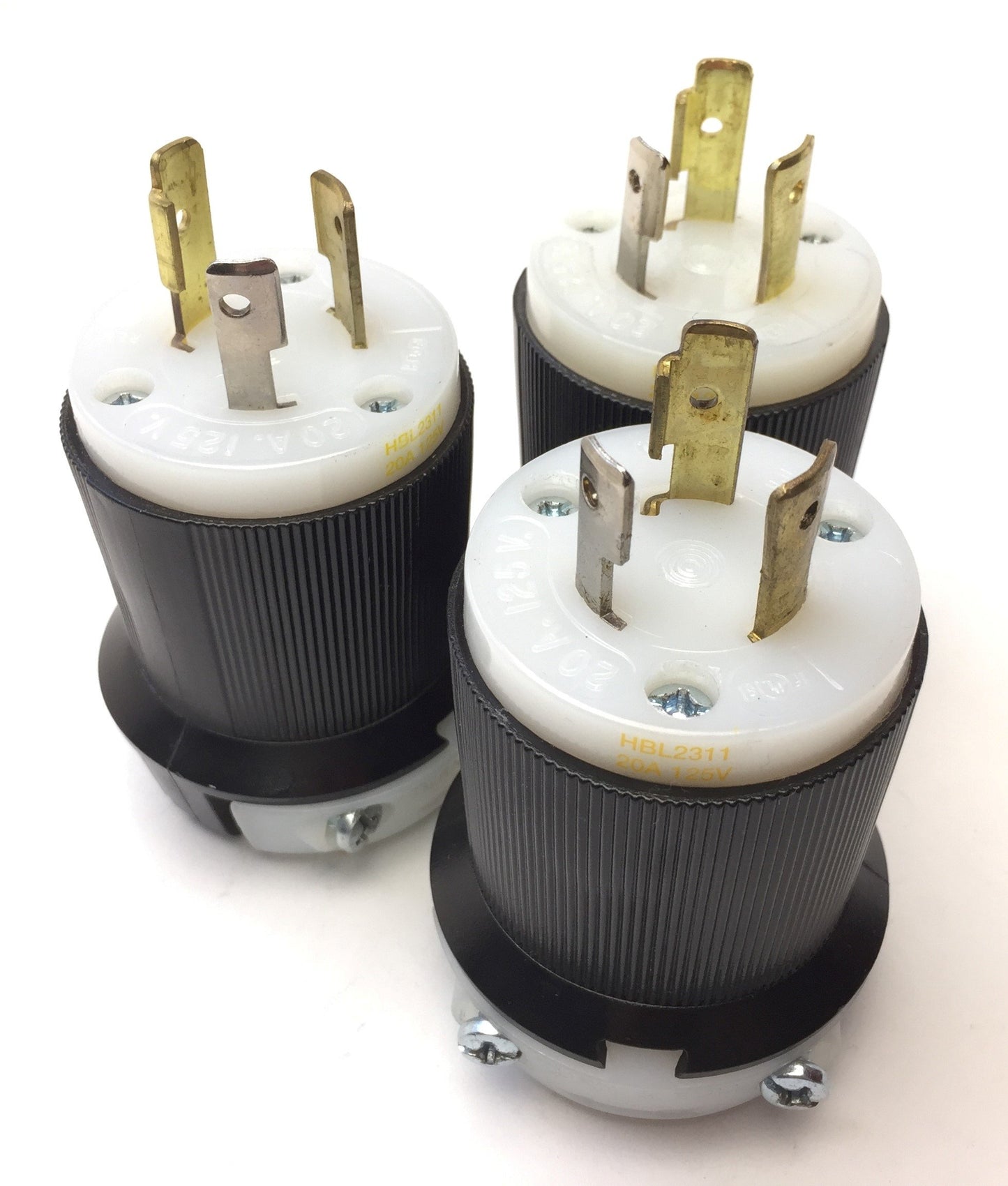 Used Lot of 3 Hubbell HBL2311 Twist-Lock Male Plugs 2-Pole 3W 20A 125V NEMA L5-20P UL